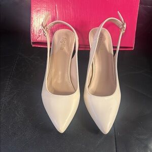 Cream Stiletto Heels with Pointed Toe